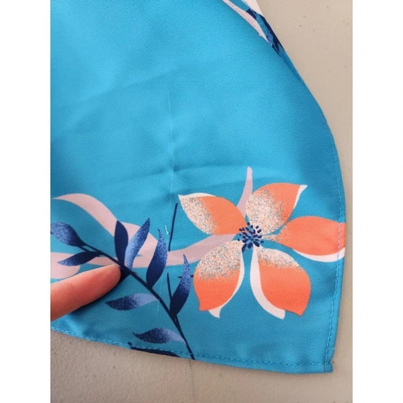 NWD Scanlan Theodore Leafy Print Asymmetrical Hem Dress Size US 4 Blue - Picture 13 of 15